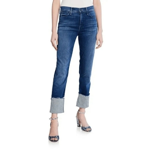 MOTHER The Pony Boy Ankle Fray Cuffed Jeans in Tequila Truth